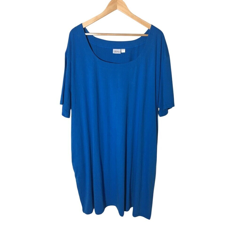 Vermont Country Store Dress Women's Size 4X Blue 100% Cotton Midi NEW